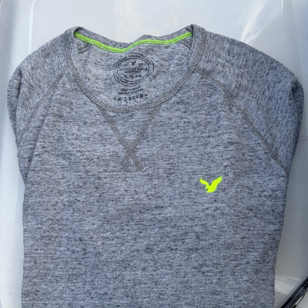 American Eagle Outfitters Gray Sweatshirt with Neon Accents ZD